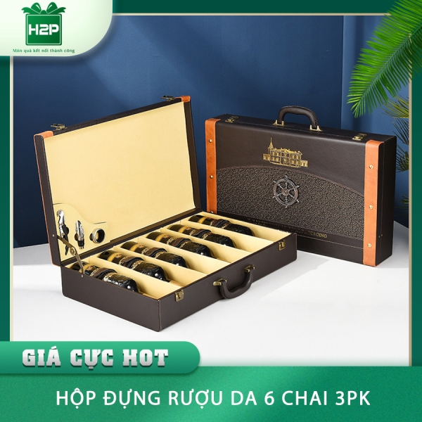 HỘP RƯỢU DA 6 CHAI HDRD-56